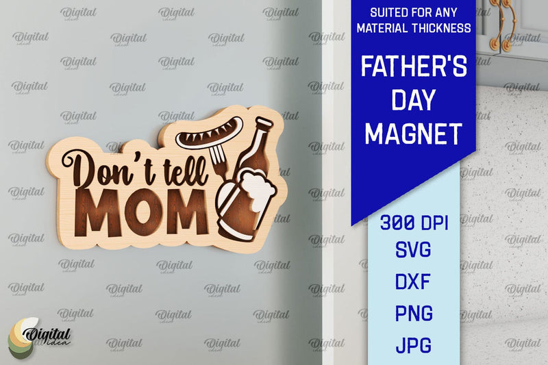 Father's Day Wooden Magnet Laser Cut. Gift for Dad SVG SVG Evgenyia Guschina 