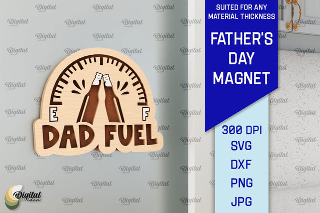 Father's Day Wooden Magnet Laser Cut. Gift for Dad SVG SVG Evgenyia Guschina 