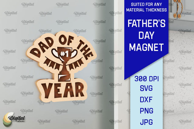 Father's Day Wooden Magnet Laser Cut. Gift for Dad SVG SVG Evgenyia Guschina 