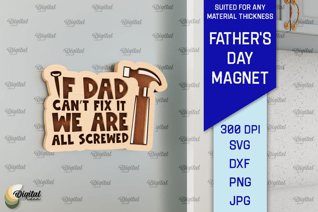 Father's Day Wooden Magnet Laser Cut. Gift for Dad SVG SVG Evgenyia Guschina 