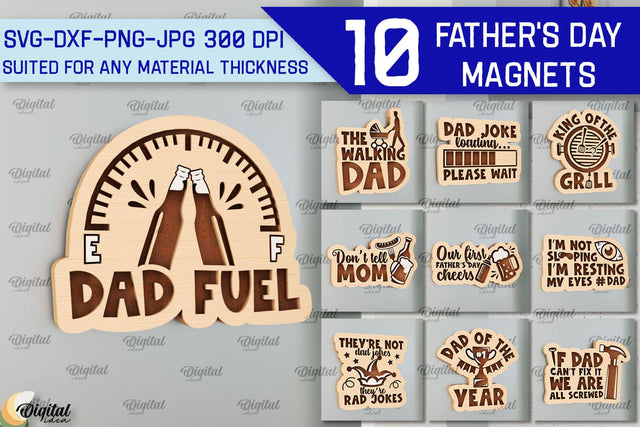 Father's Day Wooden Magnets Laser Cut Bundle. Gift for Dad SVG SVG Evgenyia Guschina 