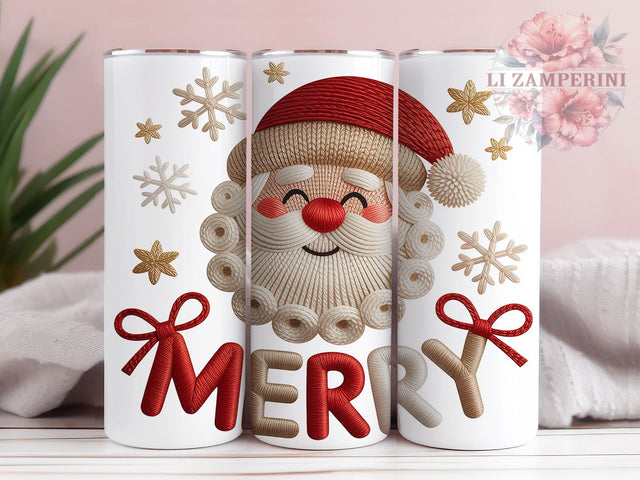 Faux Chunky Yarn Santa Christmas Tumbler, Merry Christmas Sublimation Design, Festive Yarn Cup Art, 20oz Xmas Tumbler, Whimsical Santa Mug, Stylish Holiday Cup, Cozy Christmas Wrap Sublimation Li Zamperini 