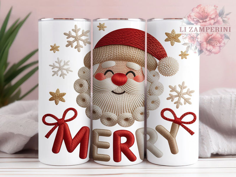 Faux Chunky Yarn Santa Christmas Tumbler, Merry Christmas Sublimation Design, Festive Yarn Cup Art, 20oz Xmas Tumbler, Whimsical Santa Mug, Stylish Holiday Cup, Cozy Christmas Wrap Sublimation Li Zamperini 
