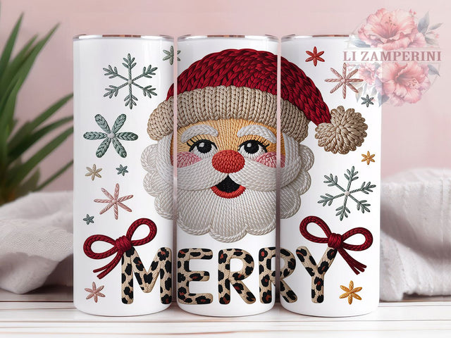 Faux Chunky Yarn Santa Christmas Tumbler, Merry Christmas Sublimation Design, Festive Yarn Cup Art, 20oz Xmas Tumbler, Whimsical Santa Mug, Stylish Holiday Cup, Cozy Christmas Wrap Sublimation Li Zamperini 