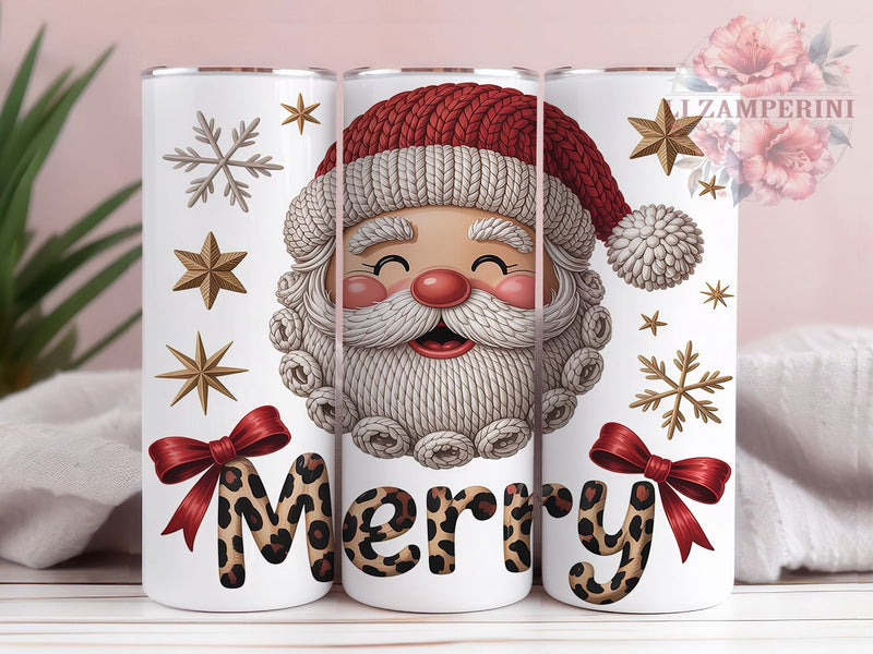 Faux Chunky Yarn Santa Christmas Tumbler, Merry Christmas Sublimation Design, Festive Yarn Cup Art, 20oz Xmas Tumbler, Whimsical Santa Mug, Stylish Holiday Cup, Cozy Christmas Wrap Sublimation Li Zamperini 