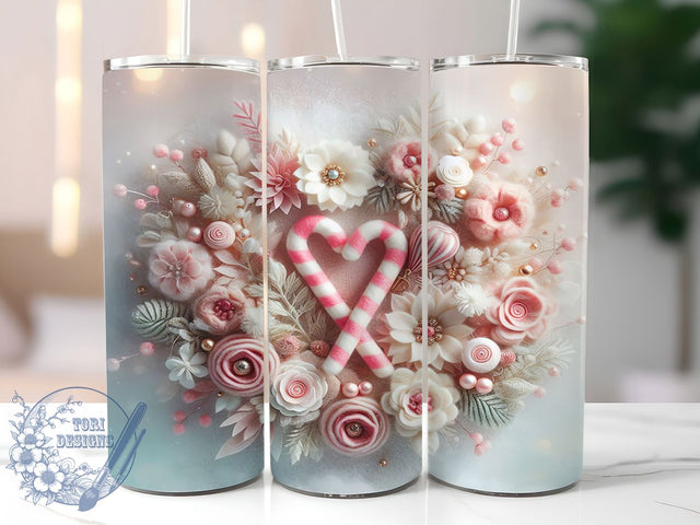 Faux Embroidery Candy Cane Tumbler, Christmas Candy Sublimation Design, Festive Holiday Cup Art, 20oz Xmas Tumbler, Whimsical Candy Cane Mug, Stylish Christmas Cup, Cozy Holiday Wrap Sublimation ToriDesigns 