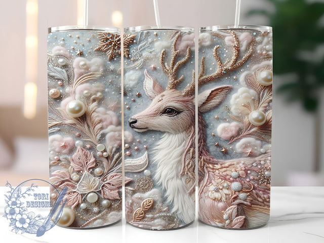 Faux Embroidery Rustic Deer Tumbler, Latch Hook Sublimation Design, Rustic Animal Cup Art, 20oz Deer Tumbler, Whimsical Forest Mug, Stylish Nature Cup, Cozy Woodland Wrap Sublimation ToriDesigns 