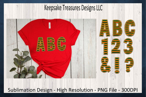 Faux Embroidery Stripe Alphabet and Numbers, Gold Border with Stripe Pattern, Classic, Stitch Alpha, Individual PNG, Digital Download Sublimation Keepsake Treasures Designs LLC. 