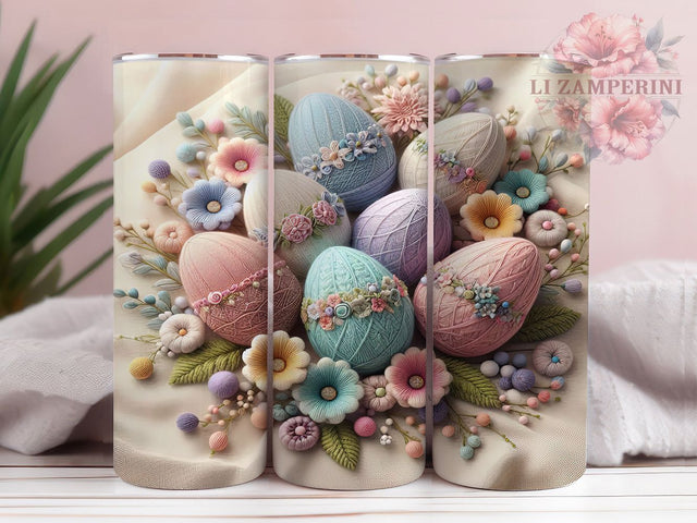 Faux Knit Easter 20oz Tumbler, Spring Floral Cup Wrap, Faux Knit Design, Sublimation Tumbler Wrap, 20Oz Tumbler Design, Artistic Easter Cup, Stylish Knit Floral Wrap Sublimation Li Zamperini 