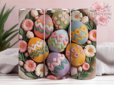 Faux Knit Easter 20oz Tumbler, Spring Floral Cup Wrap, Faux Knit Design, Sublimation Tumbler Wrap, 20Oz Tumbler Design, Artistic Easter Cup, Stylish Knit Floral Wrap Sublimation Li Zamperini 