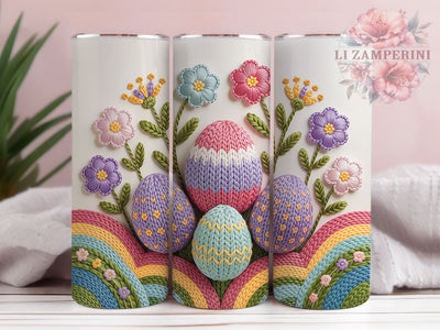 Faux Knit Easter 20oz Tumbler, Spring Floral Cup Wrap, Faux Knit Design, Sublimation Tumbler Wrap, 20Oz Tumbler Design, Artistic Easter Cup, Stylish Knit Floral Wrap Sublimation Li Zamperini 