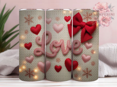 Faux Knitted Yarn Valentine Tumbler, Cozy Yarn Wrap, Romantic Knit Cup, 20oz Sublimation Wrap, Stylish Valentine Design Tumbler, Artistic Yarn Heart Cup, Whimsical Love Theme Wrap Sublimation Li Zamperini 
