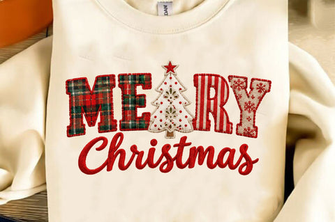 Faux Patchwork Merry Christmas PNG Sublimation SVGista 