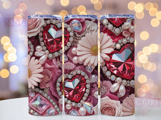 Faux Rhinestone Valentine Tumbler, Valentine’s Day Wrap, Sparkly Love Cup, 20oz Sublimation Wrap, Stylish Rhinestone Design Tumbler, Artistic Valentine Rhinestone Cup, Glam Valentine Theme Wrap Sublimation SvggirlplusArt 