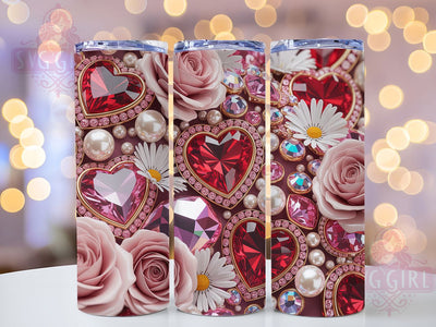 Faux Rhinestone Valentine Tumbler, Valentine’s Day Wrap, Sparkly Love Cup, 20oz Sublimation Wrap, Stylish Rhinestone Design Tumbler, Artistic Valentine Rhinestone Cup, Glam Valentine Theme Wrap Sublimation SvggirlplusArt 