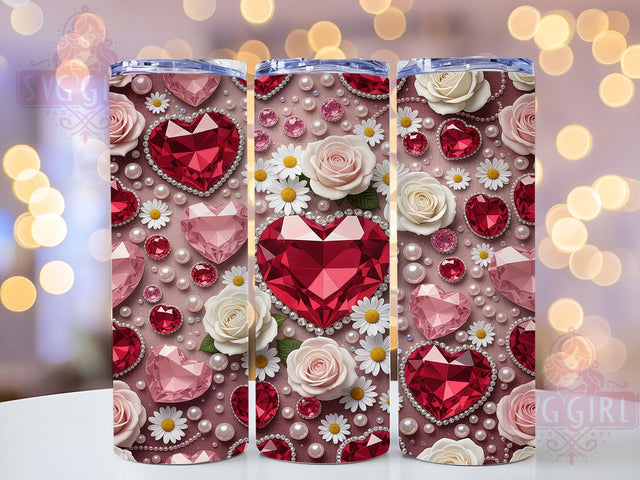 Faux Rhinestone Valentine Tumbler, Valentine’s Day Wrap, Sparkly Love Cup, 20oz Sublimation Wrap, Stylish Rhinestone Design Tumbler, Artistic Valentine Rhinestone Cup, Glam Valentine Theme Wrap Sublimation SvggirlplusArt 