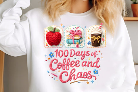 Faux Yarn 100 Days of Coffee Chaos PNG Sublimation designmaster24 