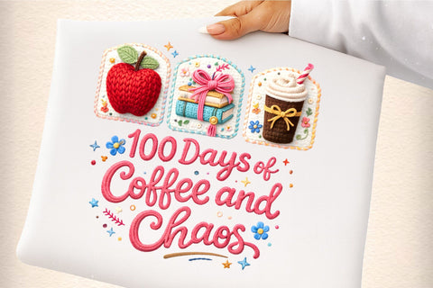 Faux Yarn 100 Days of Coffee Chaos PNG Sublimation designmaster24 