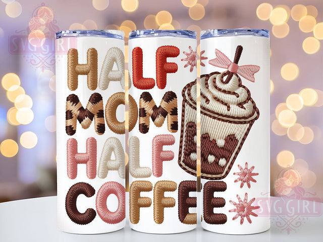 Faux Yarn Coffee MOM 20oz Tumbler, Half MOM Half COFFEE, Sublimation Wrap, 20oz Tumbler Design, Mother’s Day Gift, PNG Tumbler Wrap, Coffee Lover Sublimation SvggirlplusArt 