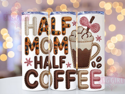 Faux Yarn Coffee MOM 20oz Tumbler, Half MOM Half COFFEE, Sublimation Wrap, 20oz Tumbler Design, Mother’s Day Gift, PNG Tumbler Wrap, Coffee Lover Sublimation SvggirlplusArt 