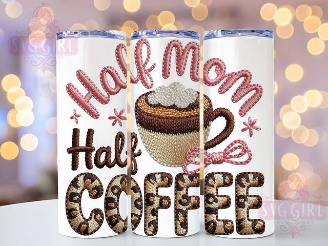 Faux Yarn Coffee MOM 20oz Tumbler, Half MOM Half COFFEE, Sublimation Wrap, 20oz Tumbler Design, Mother’s Day Gift, PNG Tumbler Wrap, Coffee Lover Sublimation SvggirlplusArt 