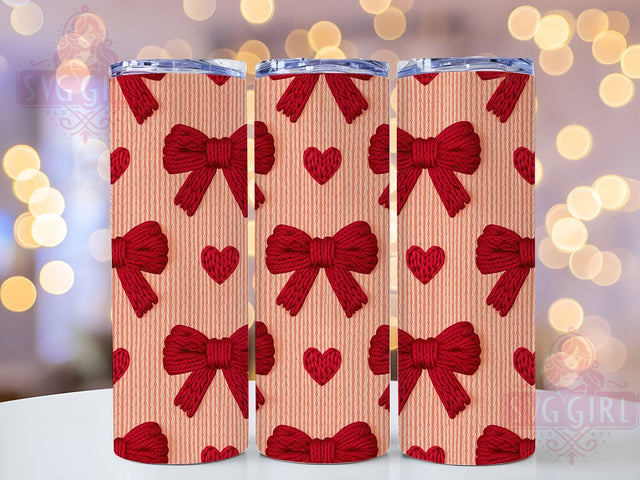 Faux Yarn Crochet Valentine Tumbler, Crochet Hearts Wrap, Knitted Valentine Cup, 20oz Sublimation Wrap, Stylish Yarn Design Tumbler, Artistic Faux Knit Cup, Cozy Valentine Theme Wrap Sublimation SvggirlplusArt 