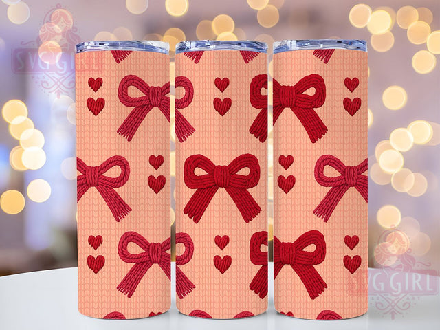 Faux Yarn Crochet Valentine Tumbler, Crochet Hearts Wrap, Knitted Valentine Cup, 20oz Sublimation Wrap, Stylish Yarn Design Tumbler, Artistic Faux Knit Cup, Cozy Valentine Theme Wrap Sublimation SvggirlplusArt 