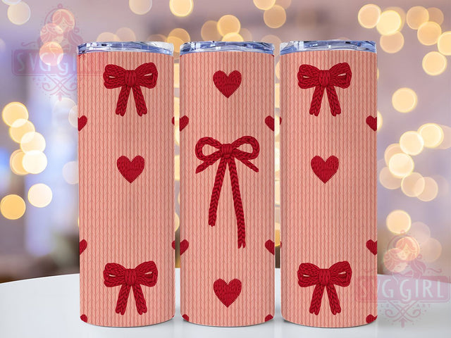 Faux Yarn Crochet Valentine Tumbler, Crochet Hearts Wrap, Knitted Valentine Cup, 20oz Sublimation Wrap, Stylish Yarn Design Tumbler, Artistic Faux Knit Cup, Cozy Valentine Theme Wrap Sublimation SvggirlplusArt 