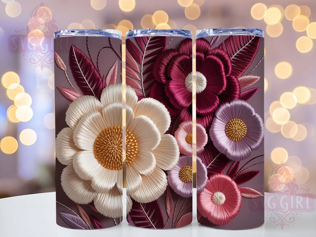 Faux Yarn Daisy Floral Tumbler Wrap, Daisy Flower, Faux Yarn, Handmade Style, Cute Theme, Tumbler Wrap, Sublimation Design Sublimation SvggirlplusArt 