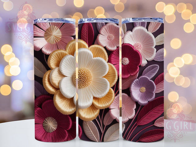 Faux Yarn Daisy Floral Tumbler Wrap, Daisy Flower, Faux Yarn, Handmade Style, Cute Theme, Tumbler Wrap, Sublimation Design Sublimation SvggirlplusArt 