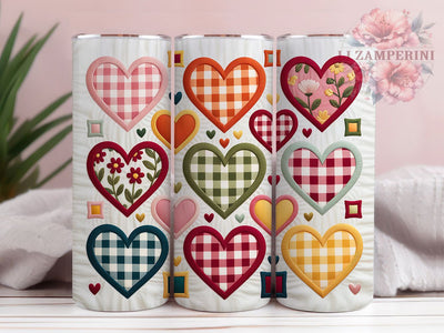 Faux Yarn Hearts Tumbler, Latch Hook Tumbler, Faux Yarn 20oz Wrap, Sublimation Design, Stylish Gift Idea, Yarn Heart Wrap, Faux Yarn Tumbler Sublimation Li Zamperini 