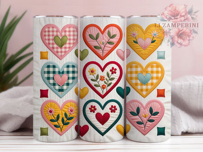Faux Yarn Hearts Tumbler, Latch Hook Tumbler, Faux Yarn 20oz Wrap, Sublimation Design, Stylish Gift Idea, Yarn Heart Wrap, Faux Yarn Tumbler Sublimation Li Zamperini 