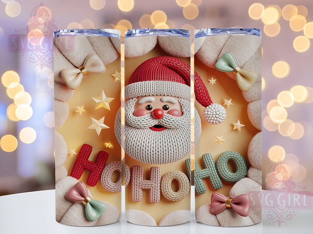 Faux Yarn Hohoho Santa Tumbler, Hohoho Santa Wrap, Christmas Yarn Sublimation, 20oz Santa Tumbler, Festive Yarn Art, Holiday Santa Mug, Cute Christmas Cup Sublimation SvggirlplusArt 