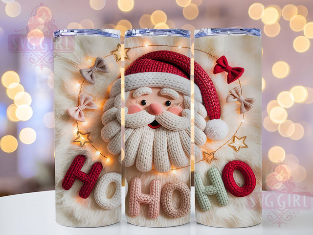 Faux Yarn Hohoho Santa Tumbler, Hohoho Santa Wrap, Christmas Yarn Sublimation, 20oz Santa Tumbler, Festive Yarn Art, Holiday Santa Mug, Cute Christmas Cup Sublimation SvggirlplusArt 