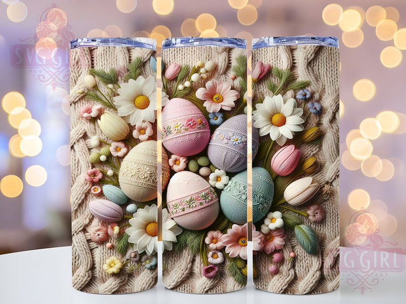 Faux Yarn Knit Easter Egg Tumbler, Knit Easter Egg Tumbler, Spring Floral Wrap, Stylish 20oz Wrap, Sublimation Design, Trendy Gift Idea, Inspirational Easter Tumbler Sublimation SvggirlplusArt 