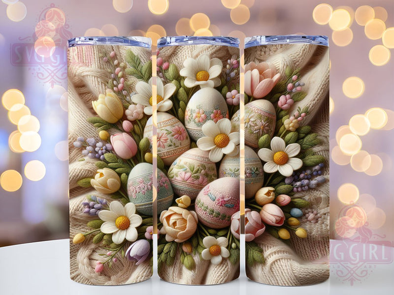 Faux Yarn Knit Easter Egg Tumbler, Knit Easter Egg Tumbler, Spring Floral Wrap, Stylish 20oz Wrap, Sublimation Design, Trendy Gift Idea, Inspirational Easter Tumbler Sublimation SvggirlplusArt 