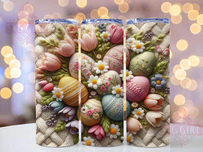 Faux Yarn Knit Easter Egg Tumbler, Knit Easter Egg Tumbler, Spring Floral Wrap, Stylish 20oz Wrap, Sublimation Design, Trendy Gift Idea, Inspirational Easter Tumbler Sublimation SvggirlplusArt 
