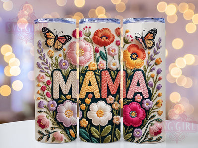 Faux Yarn MAMA Flowers 20oz Tumbler, Colorful Flowers Wrap, Sublimation Wrap, 20oz Tumbler Design, Mother’s Day Gift, PNG Tumbler Wrap, Mom Quote Sublimation SvggirlplusArt 