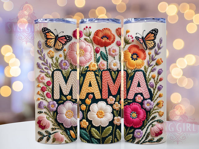 Faux Yarn MAMA Flowers 20oz Tumbler, Colorful Flowers Wrap, Sublimation Wrap, 20oz Tumbler Design, Mother’s Day Gift, PNG Tumbler Wrap, Mom Quote Sublimation SvggirlplusArt 