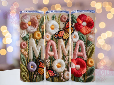 Faux Yarn MAMA Flowers 20oz Tumbler, Colorful Flowers Wrap, Sublimation Wrap, 20oz Tumbler Design, Mother’s Day Gift, PNG Tumbler Wrap, Mom Quote Sublimation SvggirlplusArt 