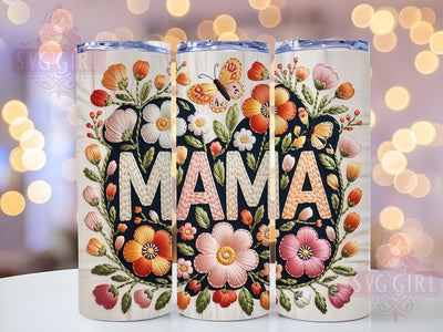 Faux Yarn MAMA Flowers 20oz Tumbler, Colorful Flowers Wrap, Sublimation Wrap, 20oz Tumbler Design, Mother’s Day Gift, PNG Tumbler Wrap, Mom Quote Sublimation SvggirlplusArt 