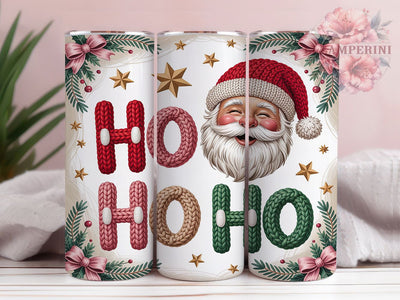Faux Yarn Santa Candy Christmas Tumbler, Candy Red Mint Christmas Sublimation Design, Crochet Ho Ho Ho Cup Art, 20oz Xmas Tumbler, Whimsical Santa Mug, Stylish Christmas Cup, Cozy Holiday Wrap Sublimation Li Zamperini 
