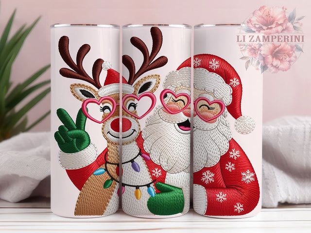 Faux Yarn Santa Christmas Tumbler, Santa Claus Sublimation Design, Reindeer Holiday Cup Art, 20oz Xmas Tumbler, Whimsical Yarn Santa Mug, Stylish Christmas Cup, Cozy Holiday Wrap Sublimation Li Zamperini 