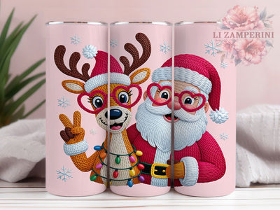 Faux Yarn Santa Christmas Tumbler, Santa Claus Sublimation Design, Reindeer Holiday Cup Art, 20oz Xmas Tumbler, Whimsical Yarn Santa Mug, Stylish Christmas Cup, Cozy Holiday Wrap Sublimation Li Zamperini 