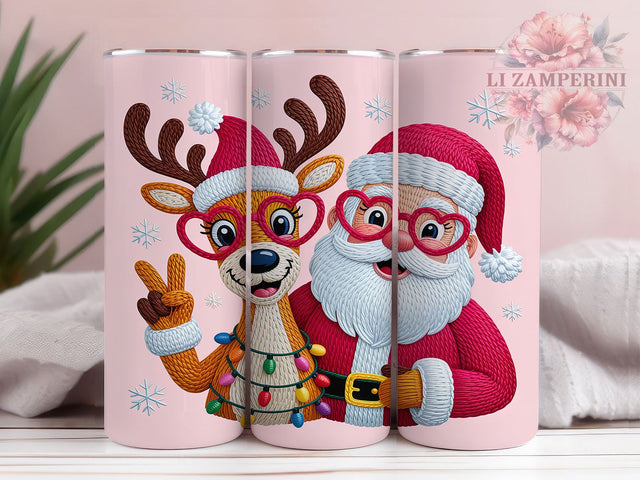 Faux Yarn Santa Christmas Tumbler, Santa Claus Sublimation Design, Reindeer Holiday Cup Art, 20oz Xmas Tumbler, Whimsical Yarn Santa Mug, Stylish Christmas Cup, Cozy Holiday Wrap Sublimation Li Zamperini 