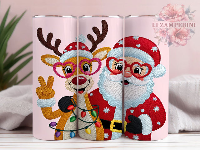 Faux Yarn Santa Christmas Tumbler, Santa Claus Sublimation Design, Reindeer Holiday Cup Art, 20oz Xmas Tumbler, Whimsical Yarn Santa Mug, Stylish Christmas Cup, Cozy Holiday Wrap Sublimation Li Zamperini 