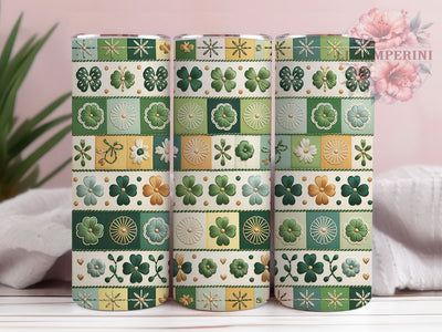 Faux Yarn Shamrock Tumbler, Shamrock Bow Tumbler, Stylish 20oz Wrap, Sublimation Design, Trendy Gift Idea, Irish Clover Wrap, Lucky Shamrock Tumbler Sublimation Li Zamperini 