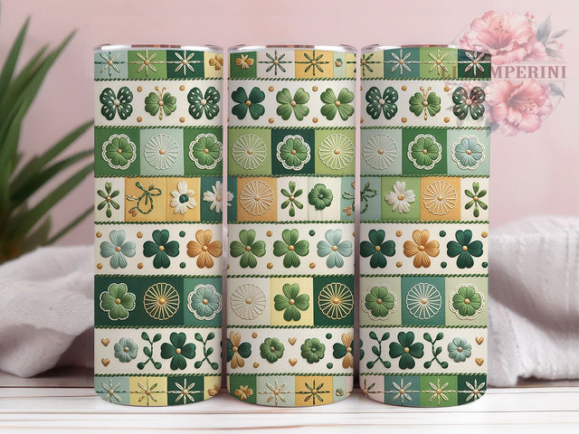 Faux Yarn Shamrock Tumbler, Shamrock Bow Tumbler, Stylish 20oz Wrap, Sublimation Design, Trendy Gift Idea, Irish Clover Wrap, Lucky Shamrock Tumbler Sublimation Li Zamperini 
