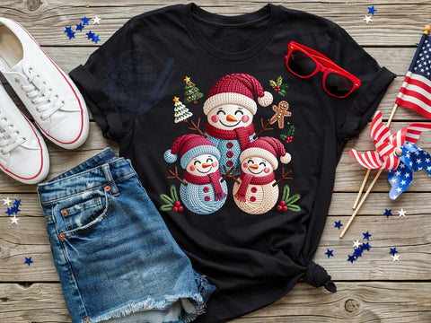Faux Yarn Snowman T-Shirt PNG, Yarn Snowman, Cozy Winter, Faux Knit, Holiday Style, Sublimation PNG, Statement Shirt, Festive Fashion Sublimation ToriDesigns 