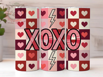Faux Yarn XOXO Valentine Tumbler, XOXO Pattern, Valentine Theme, Cozy Love, Romantic Gift, 20Oz Tumbler, Sublimation Wrap Sublimation Lara' s Designs 